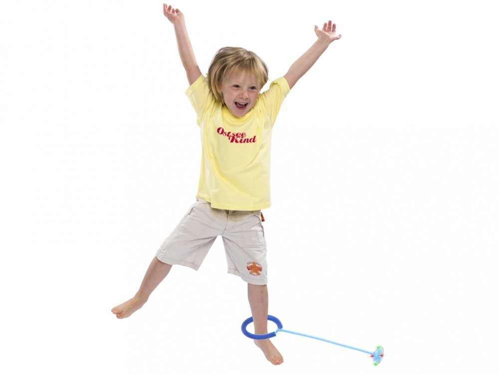 Ikonka Coarda moderna de sarit pe picior pentru copii Hula Hoop cu iluminare led blue
