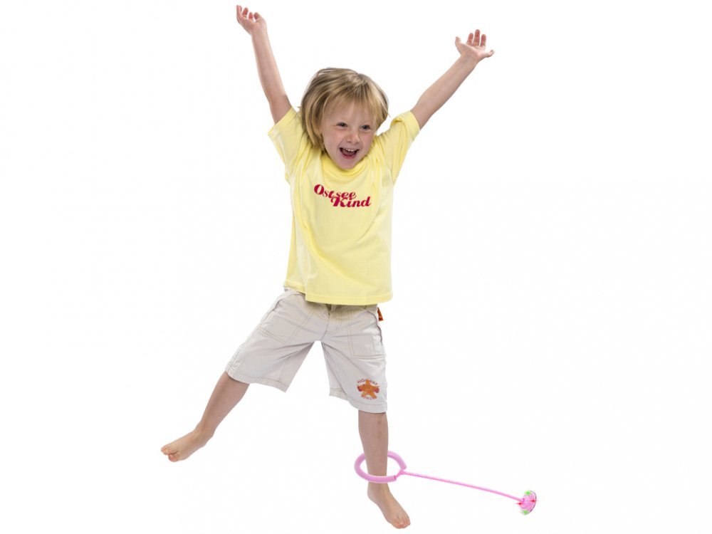 Ikonka Coarda moderna de sarit pe picior pentru copii Hula Hoop cu iluminare led pink