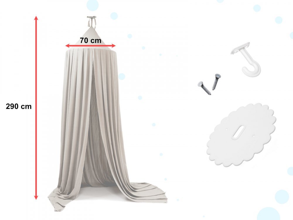 Ikonka Cort baldachin pentru copii suspendat multifunctional pentru patut copii loc de joaca lungime 290 cm diametru cadru 70 cm Grey