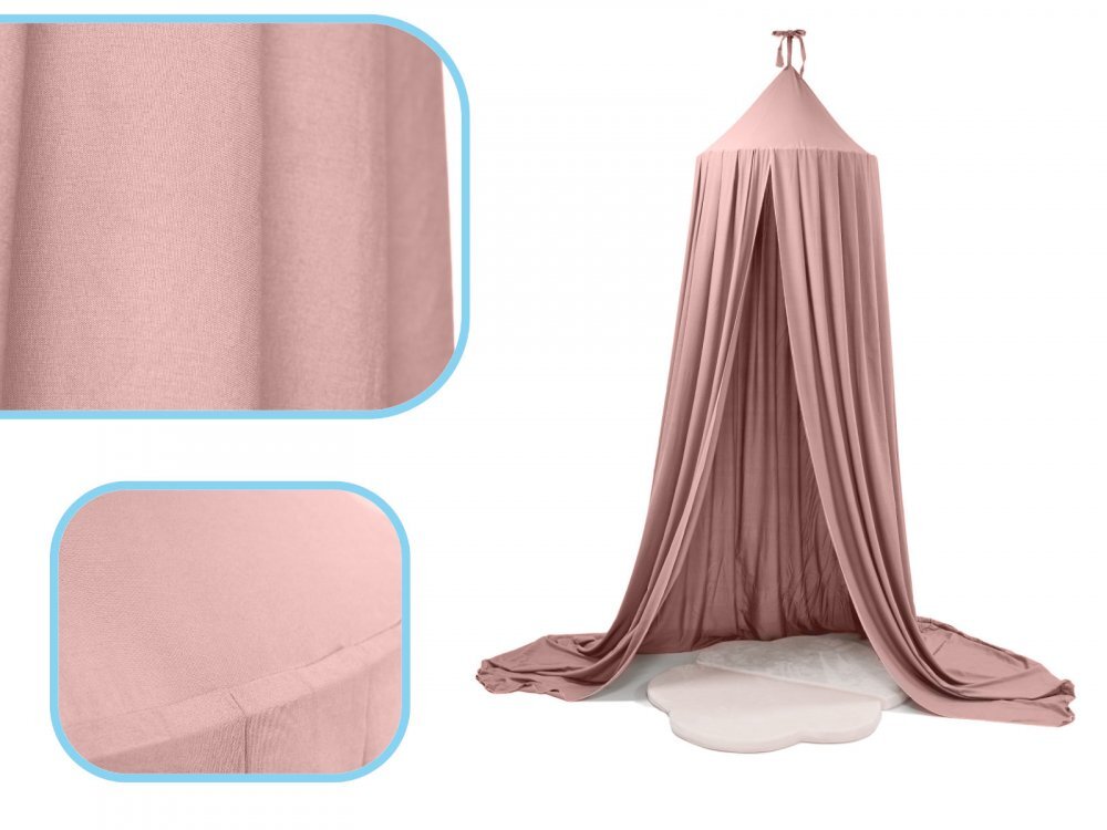 Ikonka Cort baldachin pentru copii suspendat multifunctional pentru patut copii loc de joaca lungime 290 cm diametru cadru 70 cm pink