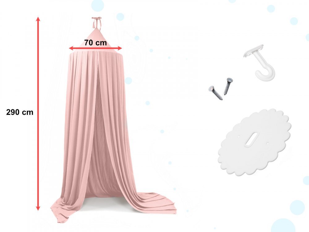 Ikonka Cort baldachin pentru copii suspendat multifunctional pentru patut copii loc de joaca lungime 290 cm diametru cadru 70 cm pink