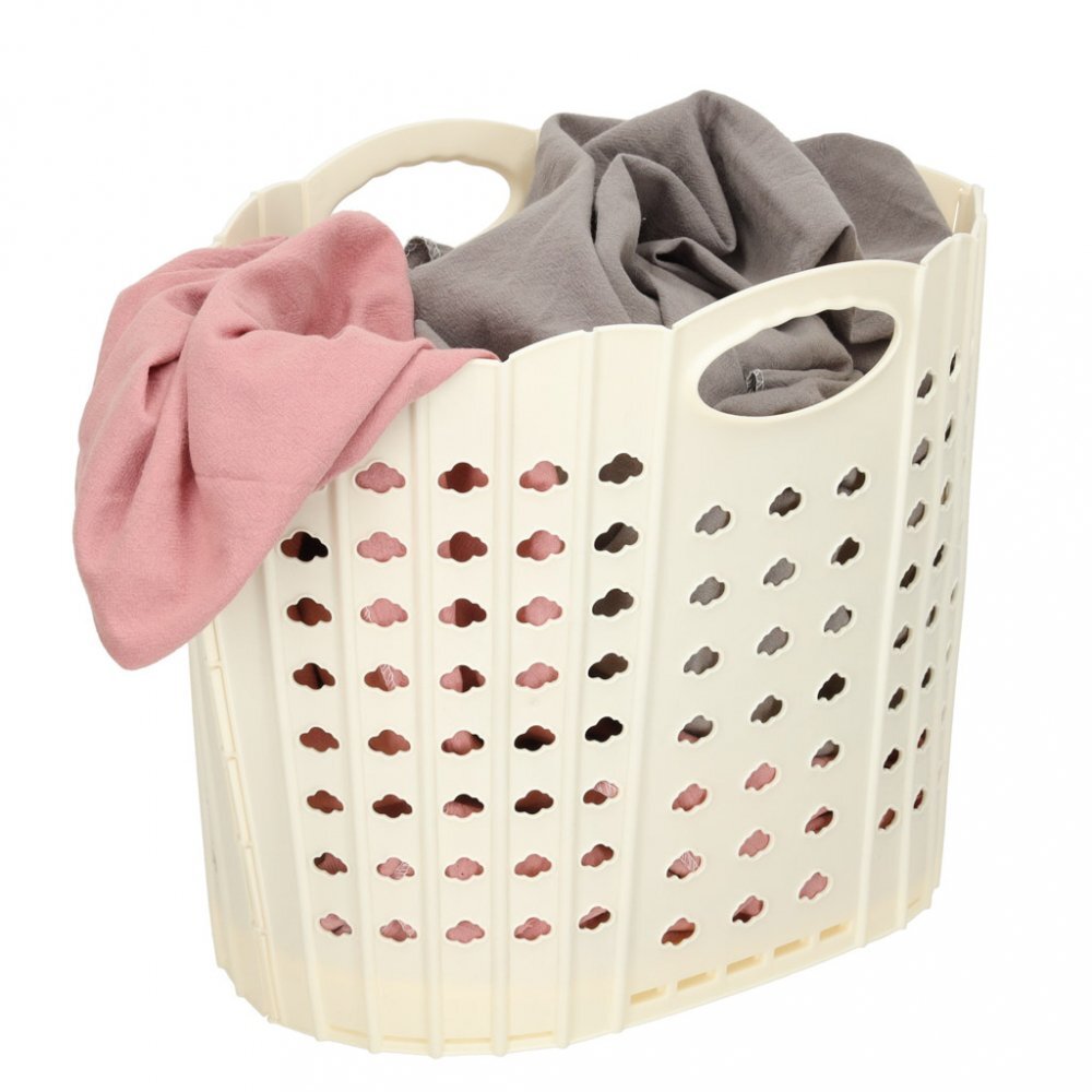 Ikonka Cos de rufe pliabil Beige cu doua manere robuste dimensiune 42 x 24 x 29 cm