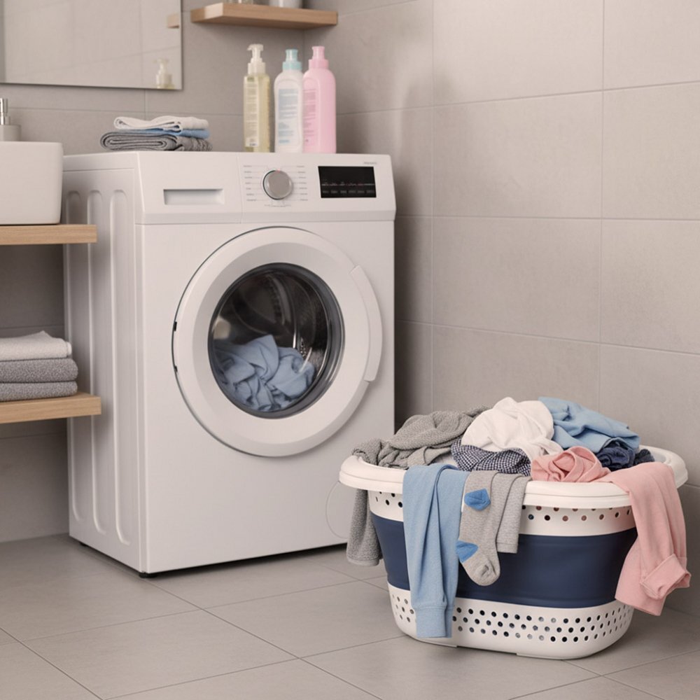 Ikonka Cos de rufe pliabil WhiteBlue spatios si compact din silicon 32L