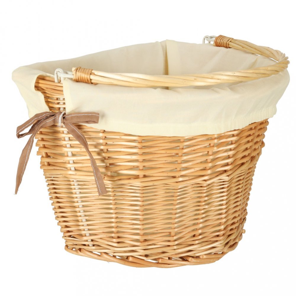 Ikonka Cos pentru bicicleta impletit din rachita prevazut cu maner de transport detasabil dimensiune 26 x 23 cm White