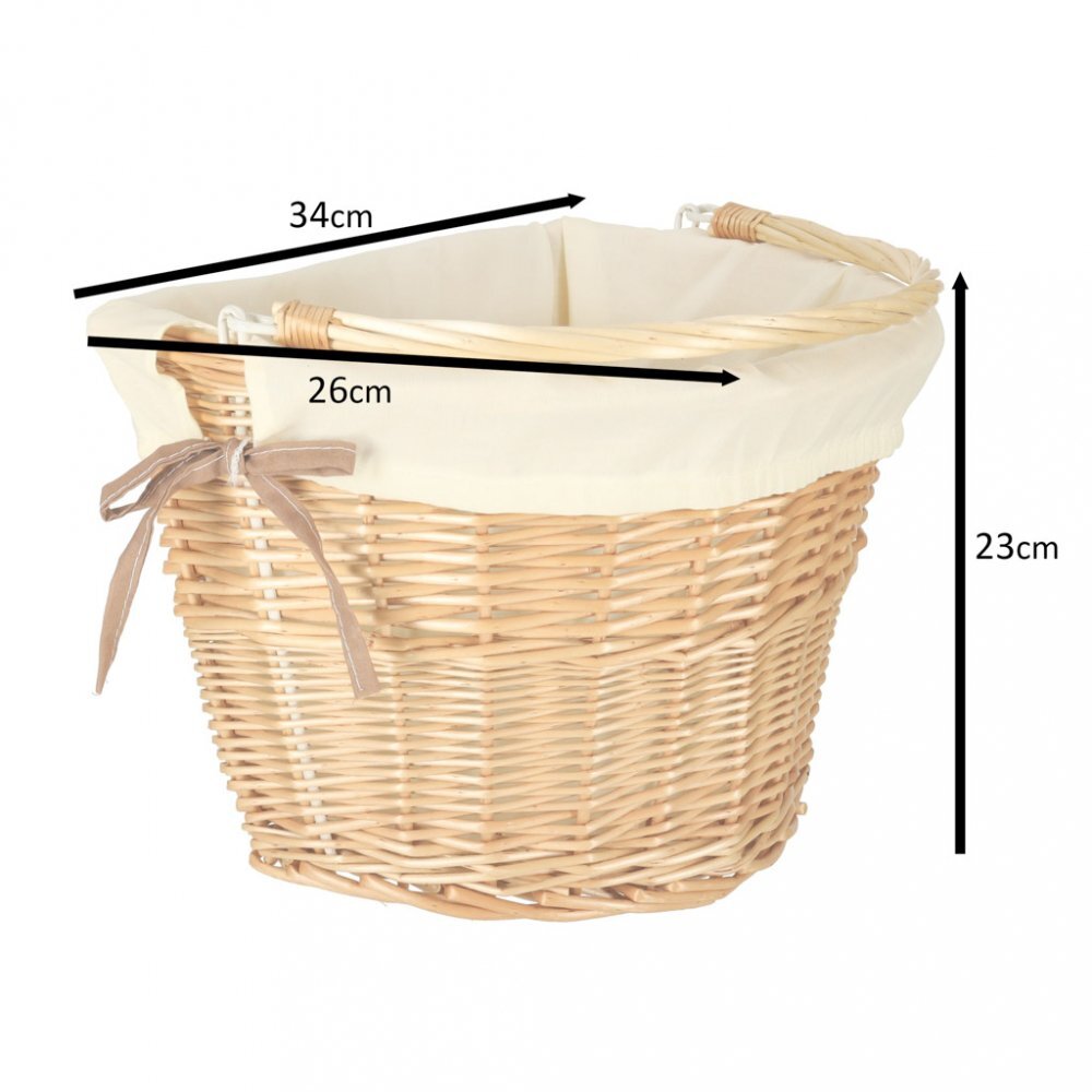 Ikonka Cos pentru bicicleta impletit din rachita prevazut cu maner de transport detasabil dimensiune 26 x 23 cm White