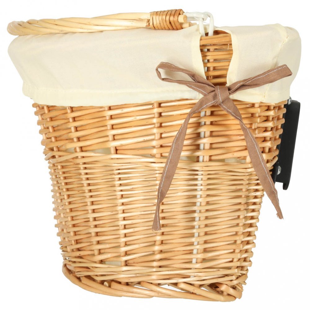 Ikonka Cos pentru bicicleta impletit din rachita prevazut cu maner de transport detasabil dimensiune 26 x 23 cm White