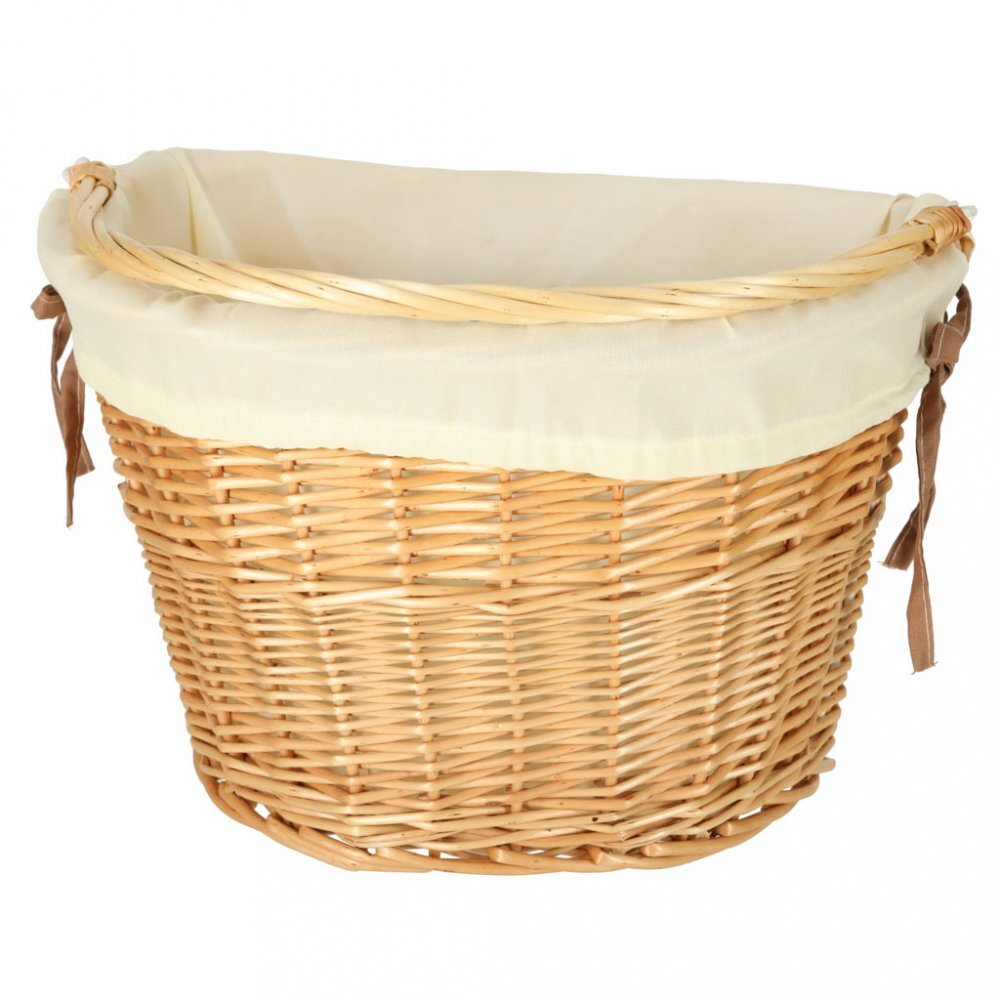 Ikonka Cos pentru bicicleta impletit din rachita prevazut cu maner de transport detasabil dimensiune 26 x 23 cm White