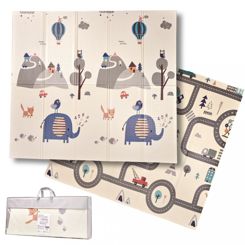 Ikonka Covor educational din spuma XPE pliabil cu doua fete 180x200 City Street