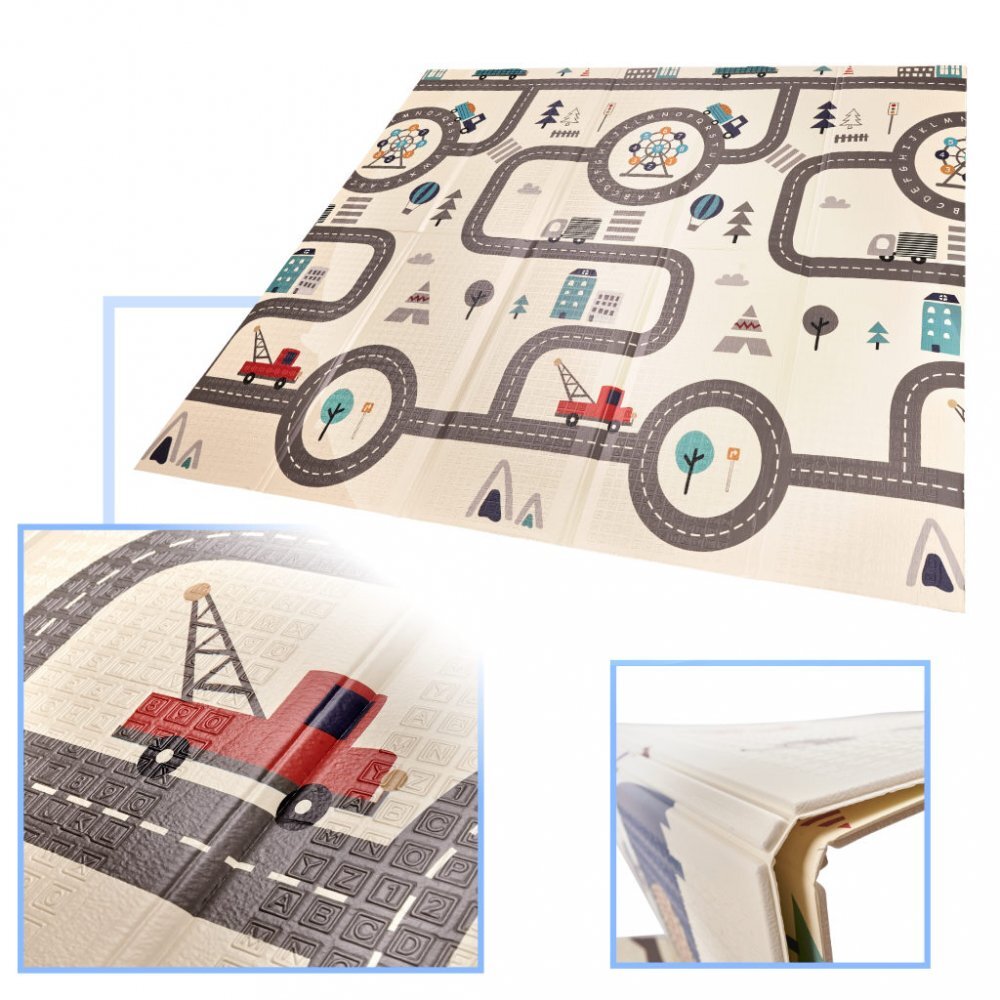 Ikonka Covor educational din spuma XPE pliabil cu doua fete 180x200 City Street