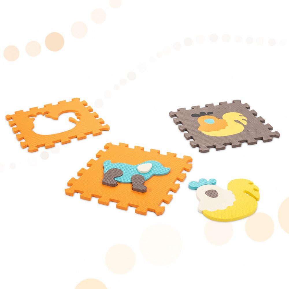Ikonka Covor tip puzzle pentru copii din spuma EVA flexibila cu 25 piese in husa cu fermoar dimensiune 114 x 1 x 114 cm Cute Animals