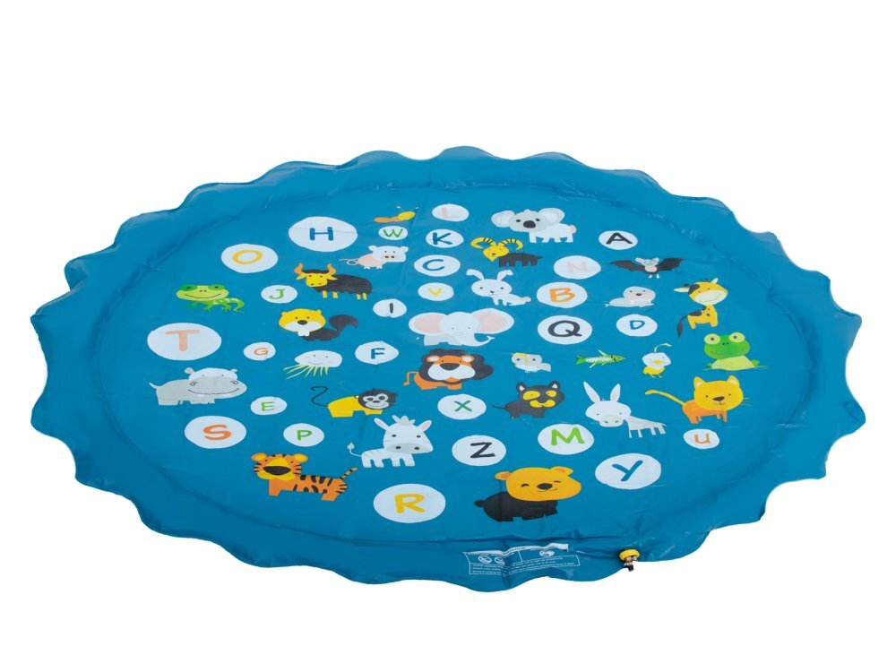 Ikonka Covoras de joaca cu apa pentru copii Fantana din gradina Blue Alfabet 170cm