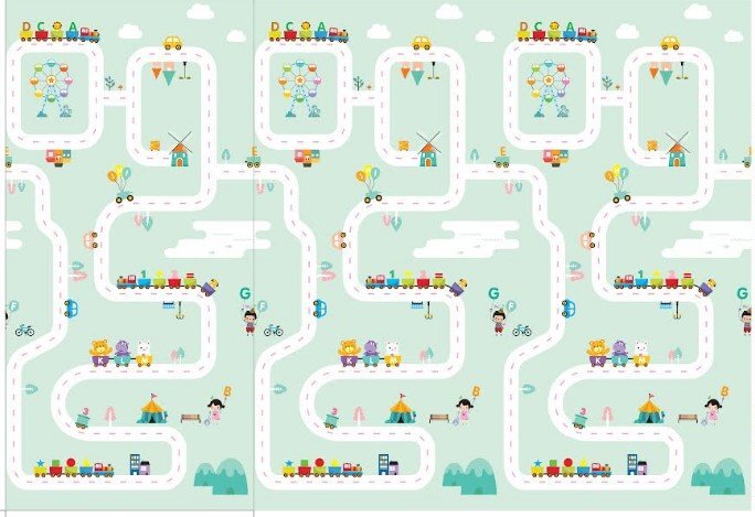 Ikonka Covoras de joaca pliabil cu doua fete pentru copii Panda Street realizat din spuma xpe dimensiune 180 x 200 cm protectie impotriva loviturilor potrivit pentru interior si exterior