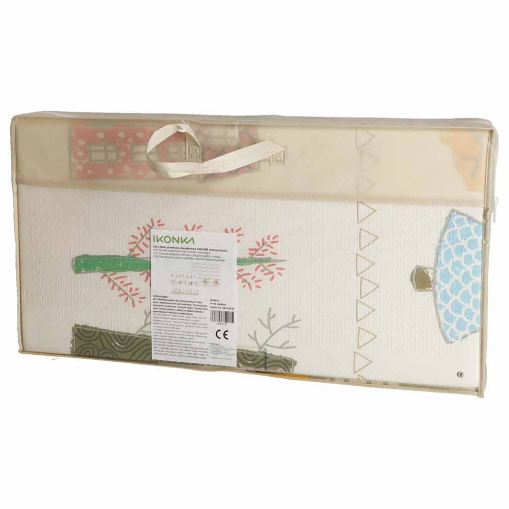 Ikonka Covoras de joaca pliabil cu doua fete Teddy Bears Trees 150 x 200 cm din spuma XPE structura antiderapanta husa de transport inclusa protectie impotriva loviturilor potrivit pentru interior si exterior