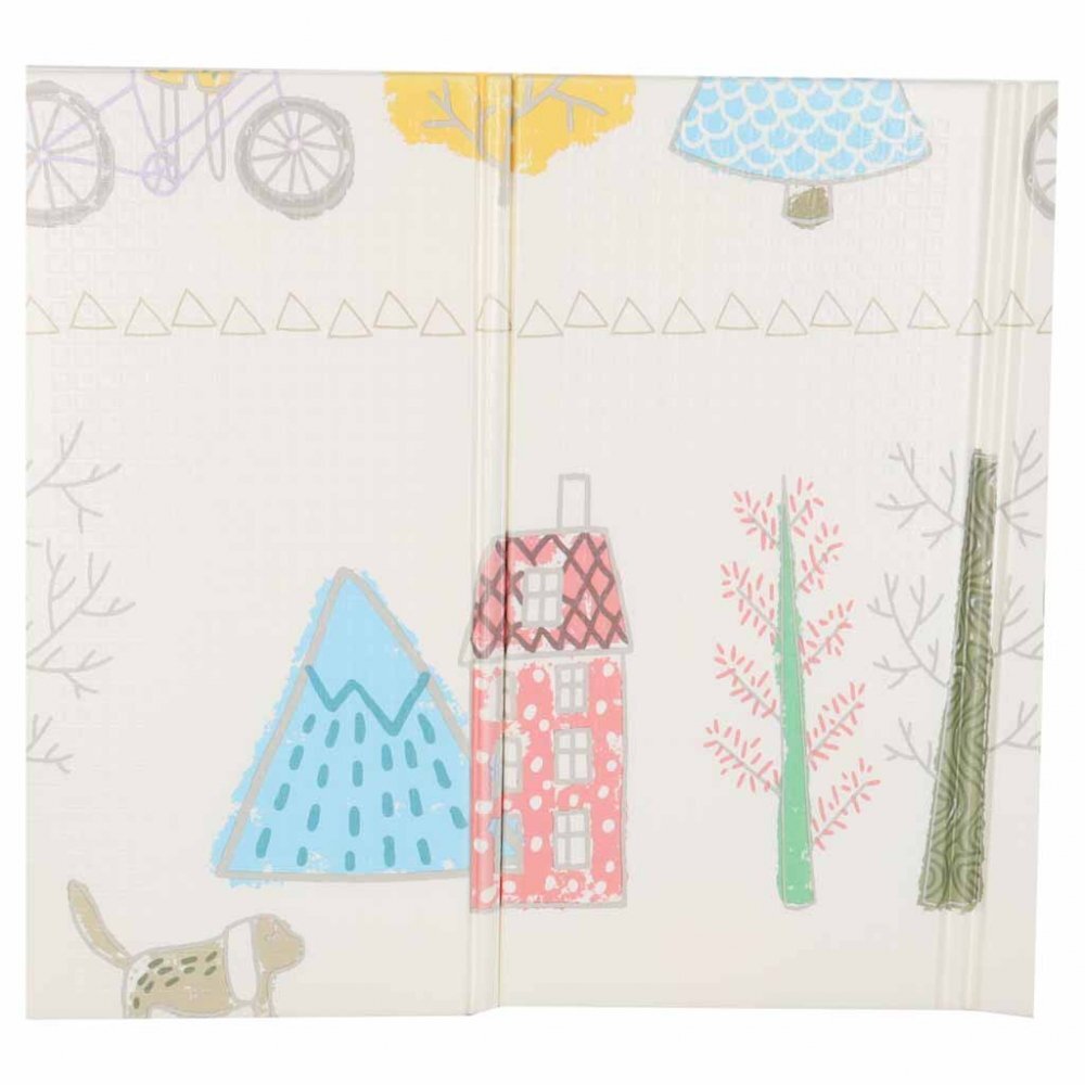 Ikonka Covoras de joaca pliabil cu doua fete Teddy Bears Trees 150 x 200 cm din spuma XPE structura antiderapanta husa de transport inclusa protectie impotriva loviturilor potrivit pentru interior si exterior