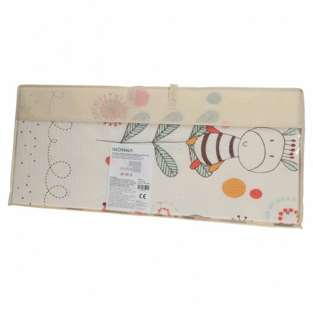Ikonka Covoras de joaca pliabil pentru copii cu doua fete Happy Animals din spuma XPE structura antiderapanta dimensiune 180 x 200 cm potrivit pentru interior si exterior