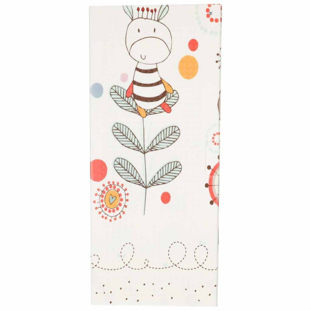 Ikonka Covoras de joaca pliabil pentru copii cu doua fete Happy Animals din spuma XPE structura antiderapanta dimensiune 180 x 200 cm potrivit pentru interior si exterior