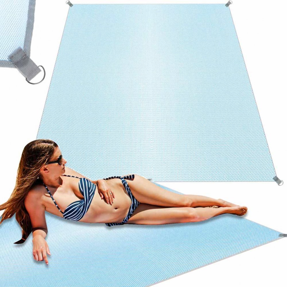 Ikonka Covoras pentru plaja XXL 200x200 cm Blue