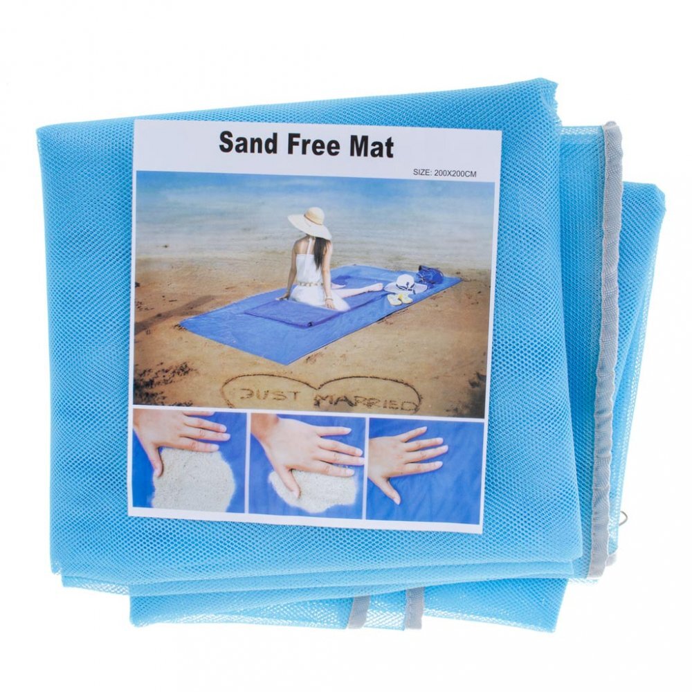 Ikonka Covoras pentru plaja XXL 200x200 cm Blue