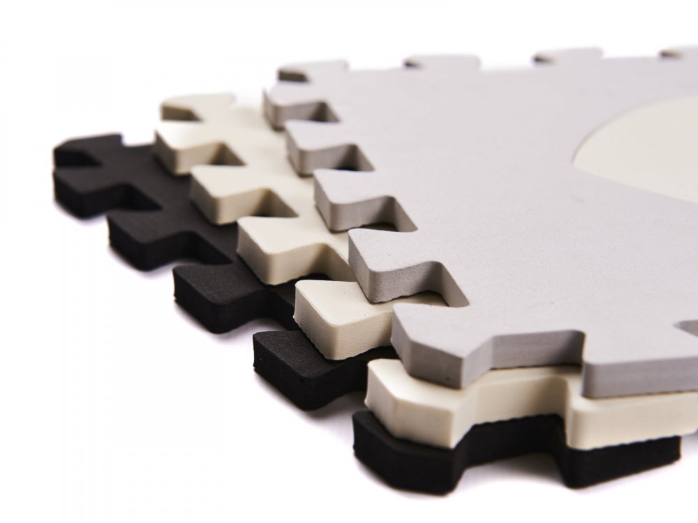 Ikonka Covoras puzzle din spuma cu 36 piese Negru-Gri-Ecru