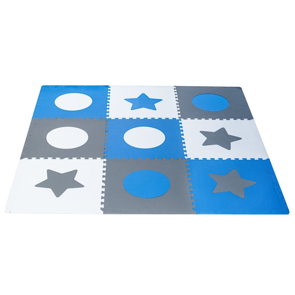 Ikonka Covoras puzzle din spuma cu 8 elemente Blue Gri