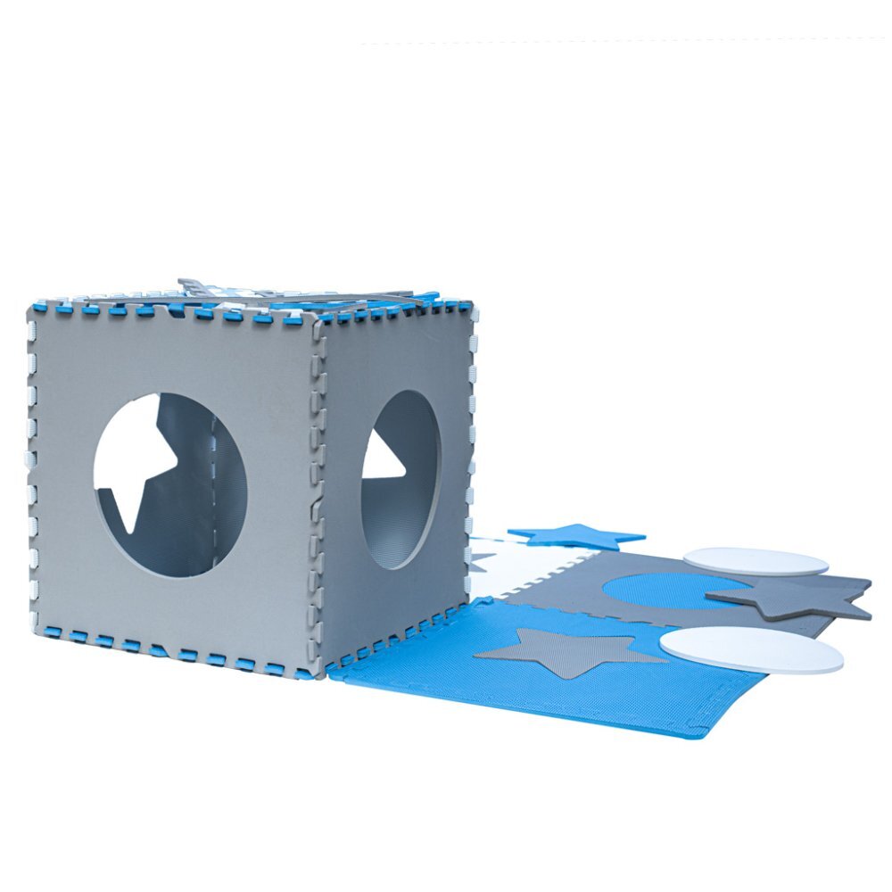 Ikonka Covoras puzzle din spuma cu 8 elemente Blue Gri