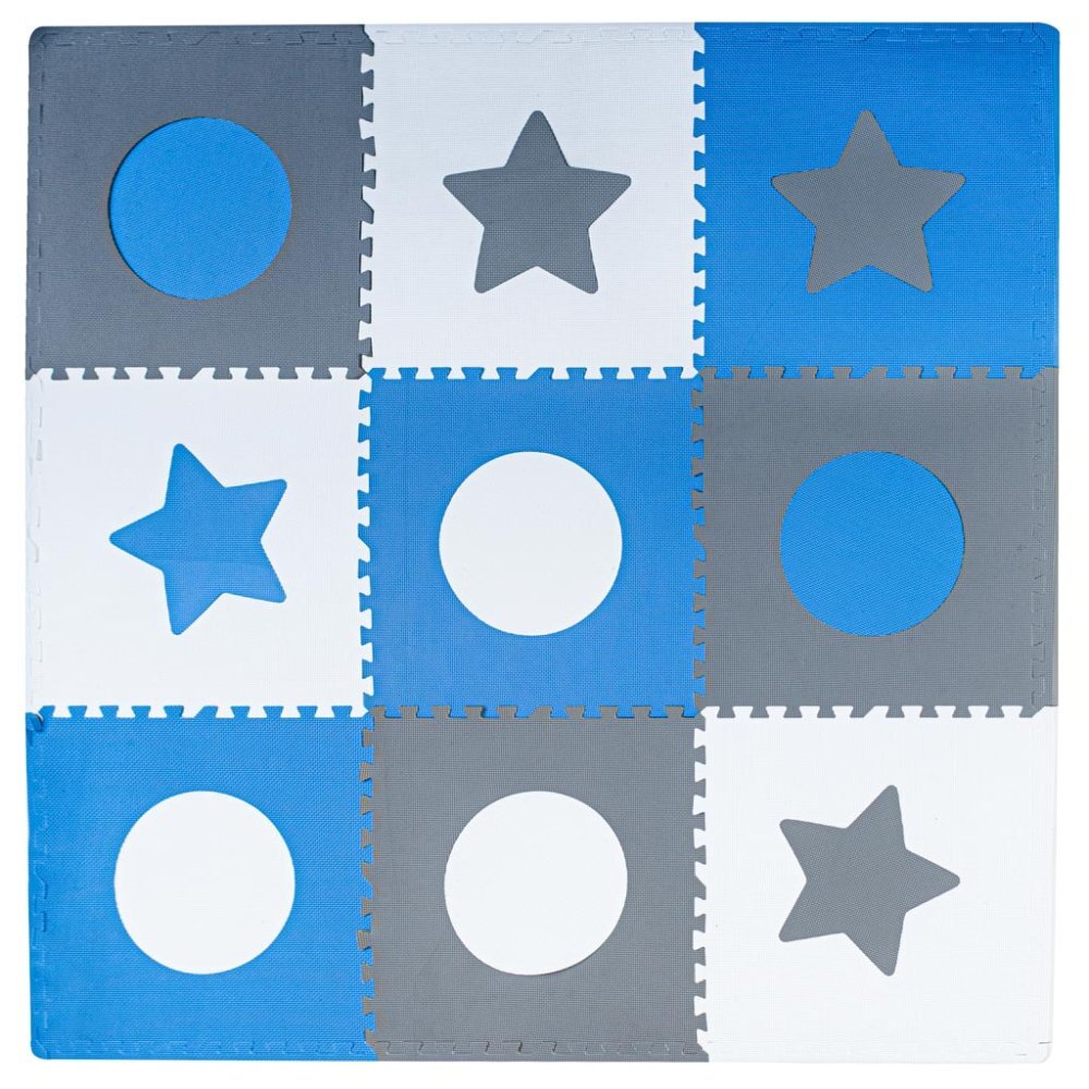 Ikonka Covoras puzzle din spuma cu 8 elemente Blue Gri