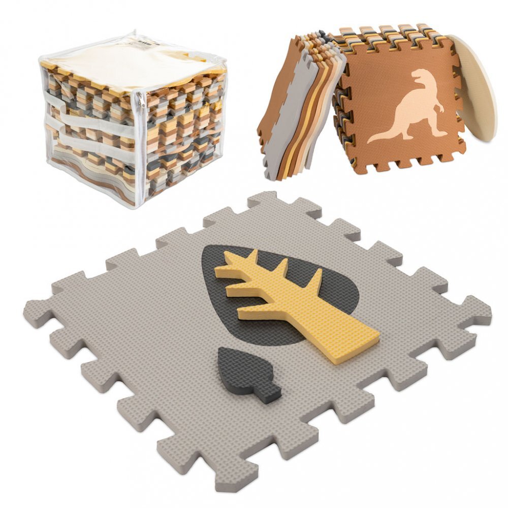 Ikonka Covoras puzzle din spuma pentru copii Dinozaurs compus din 36 piese dimensiune 143 x 143 cm
