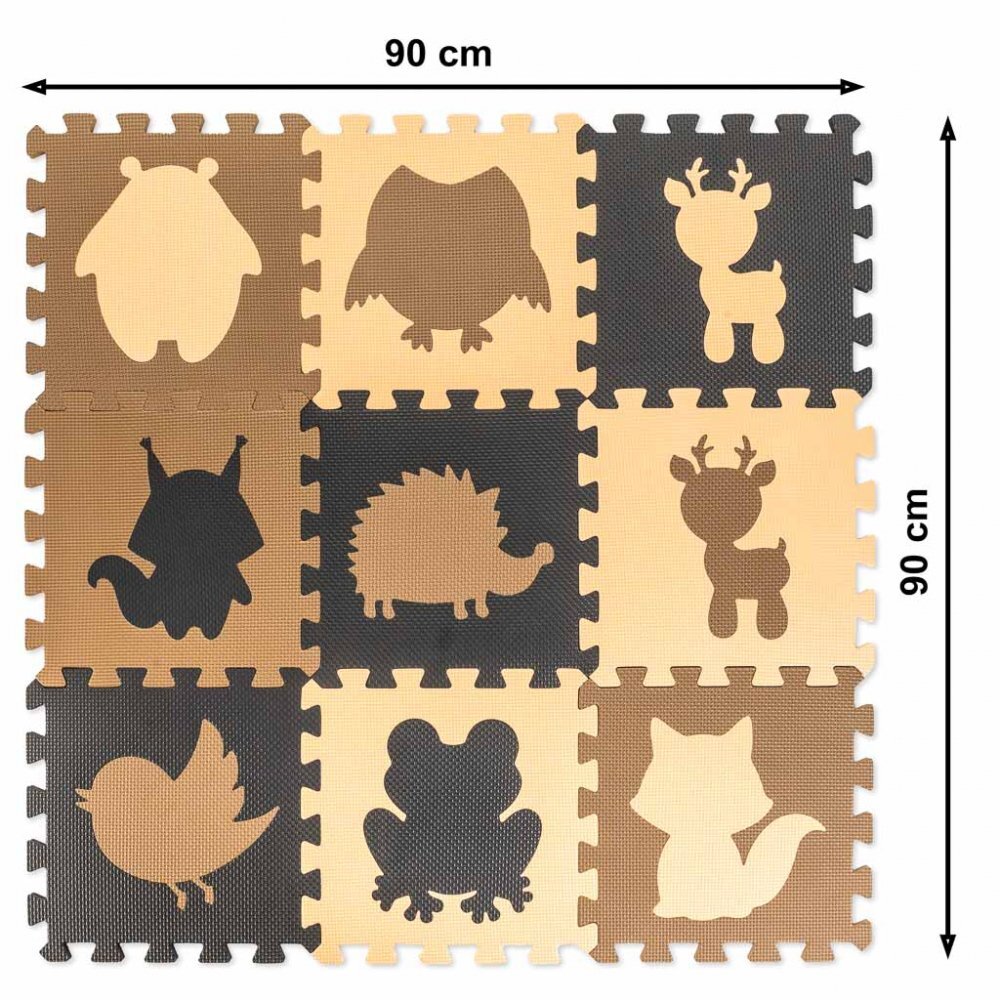 Ikonka Covoras tip puzzle pentru copii cu 9 elemente din spuma eva dimensiune 85 x 85 cm bejmaro