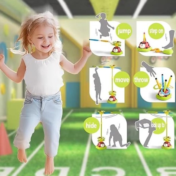 Ikonka Joc distractiv de agilitate 5-in-1 pentru copii Ladybug de interiosexterior cu Telecomanda pentru ajustarea ritmului de joaca efecte sonore
