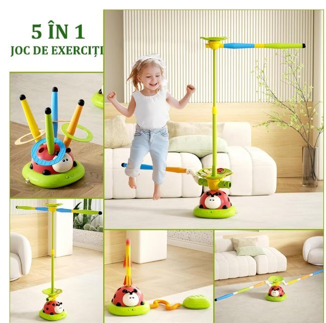 Ikonka Joc distractiv de agilitate 5-in-1 pentru copii Ladybug de interiosexterior cu Telecomanda pentru ajustarea ritmului de joaca efecte sonore