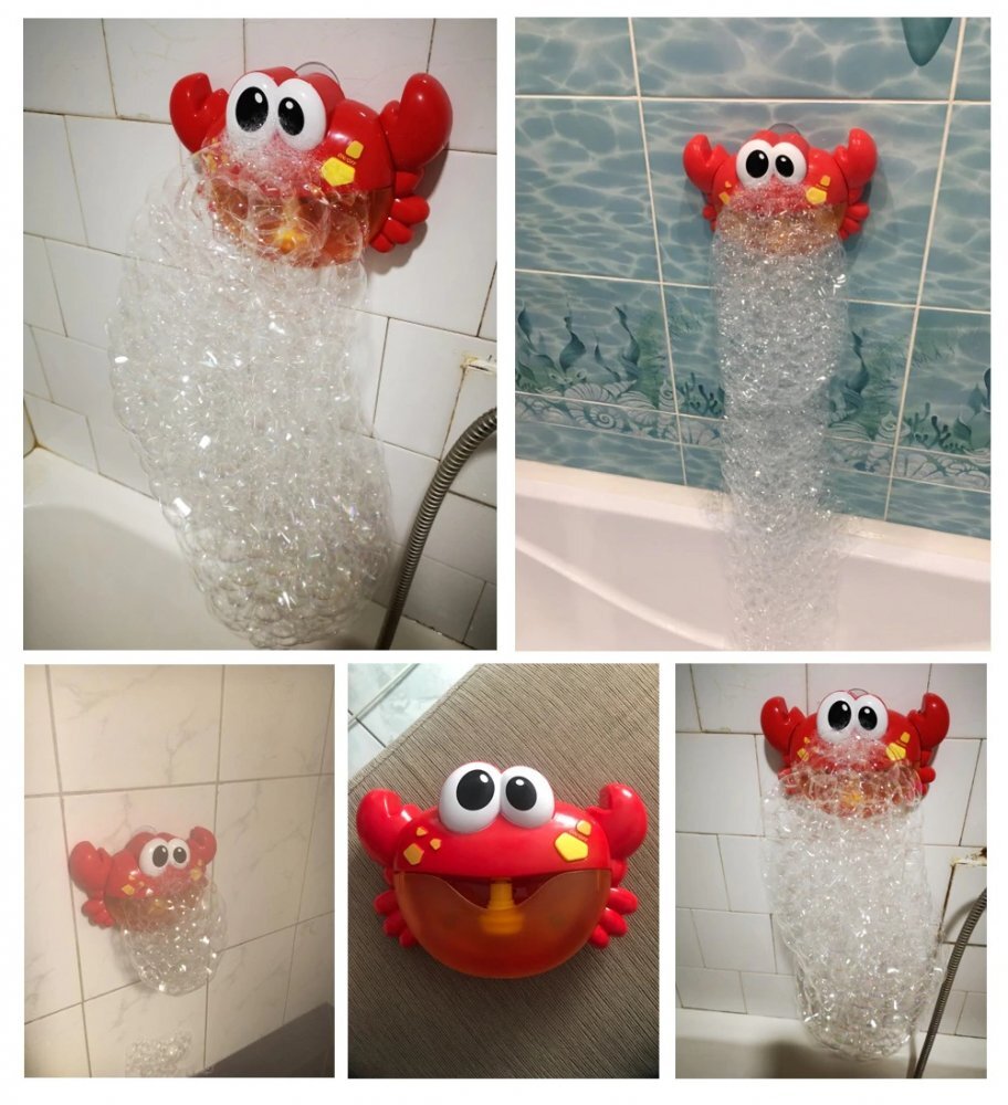 Ikonka Jucarie de baie pentru copii model muzical red crab generator de spuma din sapun dimensiune 25 x 20 cm