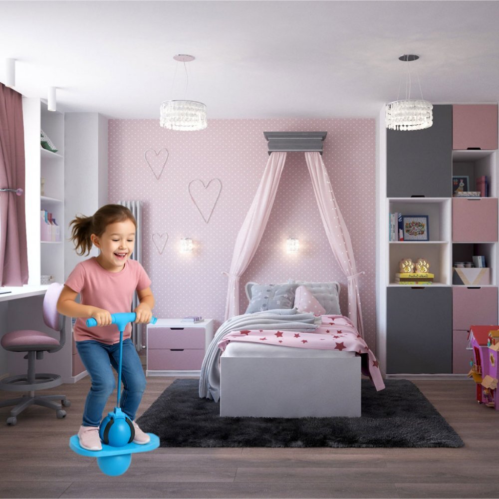 Ikonka Jumper de sarituri si echilibru pentru copii cu placa antiderapanta si pompa inclusa inaltime 70 cm Pogo Blue