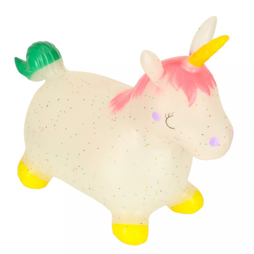 Ikonka Jumper gonflabil pentru copii Unicorn din cauciuc moale si flexibil dimensiune 47 x 60 x 22cm cu pompa inclusa