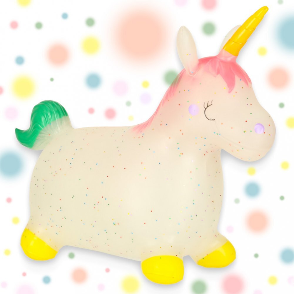 Ikonka Jumper gonflabil pentru copii Unicorn din cauciuc moale si flexibil dimensiune 47 x 60 x 22cm cu pompa inclusa