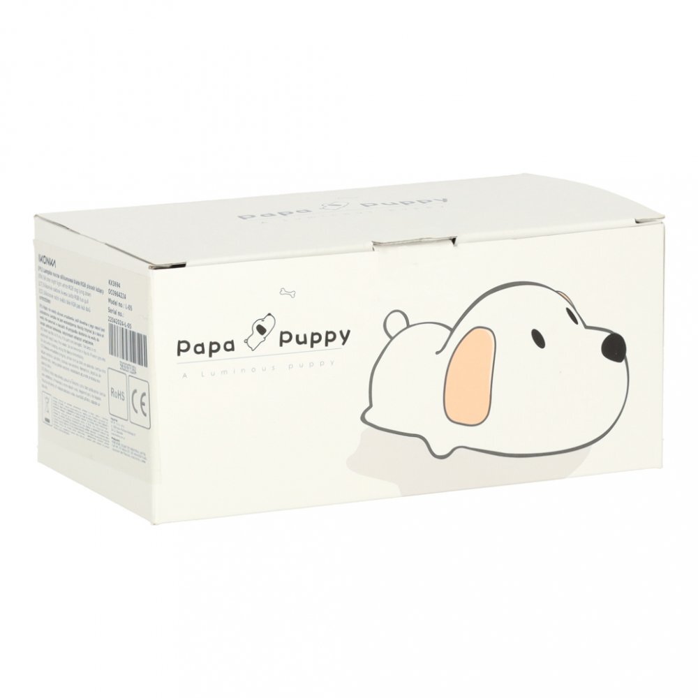 Ikonka Lampa de noptiera pentru copii white Dog realizata din silicon cu 2 moduri de iluminare cronometru baterie 1200 mAh usb dimensiune 15 x 11 x 10 cm