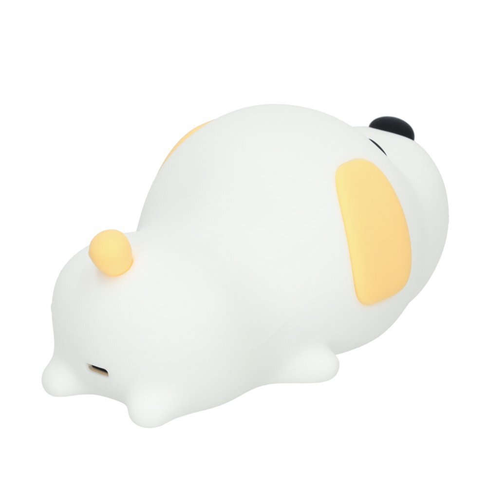 Ikonka Lampa de noptiera pentru copii white Dog realizata din silicon cu 2 moduri de iluminare cronometru baterie 1200 mAh usb dimensiune 15 x 11 x 10 cm