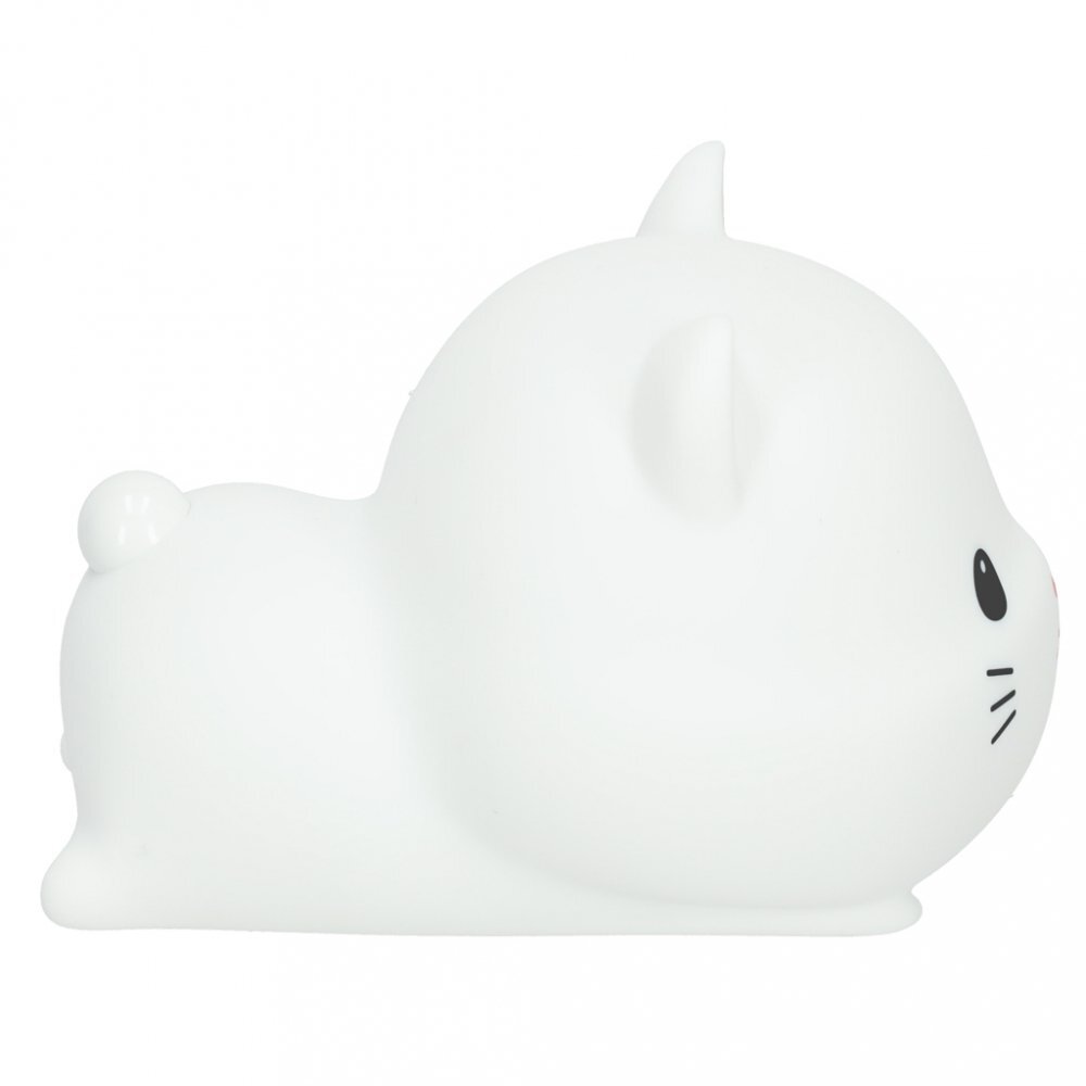 Ikonka Lampa de noptiera pentru copii white Kitty realizata din silicon cu 2 moduri de iluminare cronometru baterie 1200 mAh usb dimensiune 15 x 11 x 10 cm