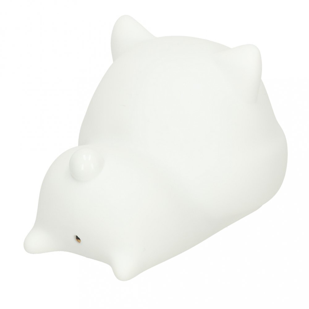 Ikonka Lampa de noptiera pentru copii white Kitty realizata din silicon cu 2 moduri de iluminare cronometru baterie 1200 mAh usb dimensiune 15 x 11 x 10 cm