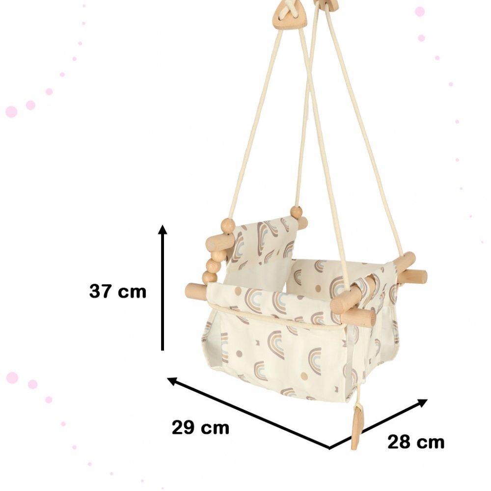 Ikonka Leagan pentru copii cu inaltime reglabila cadru din Lemn masiv neted si material textil dimensiune 28 x 37 x 29 cm Rainbow
