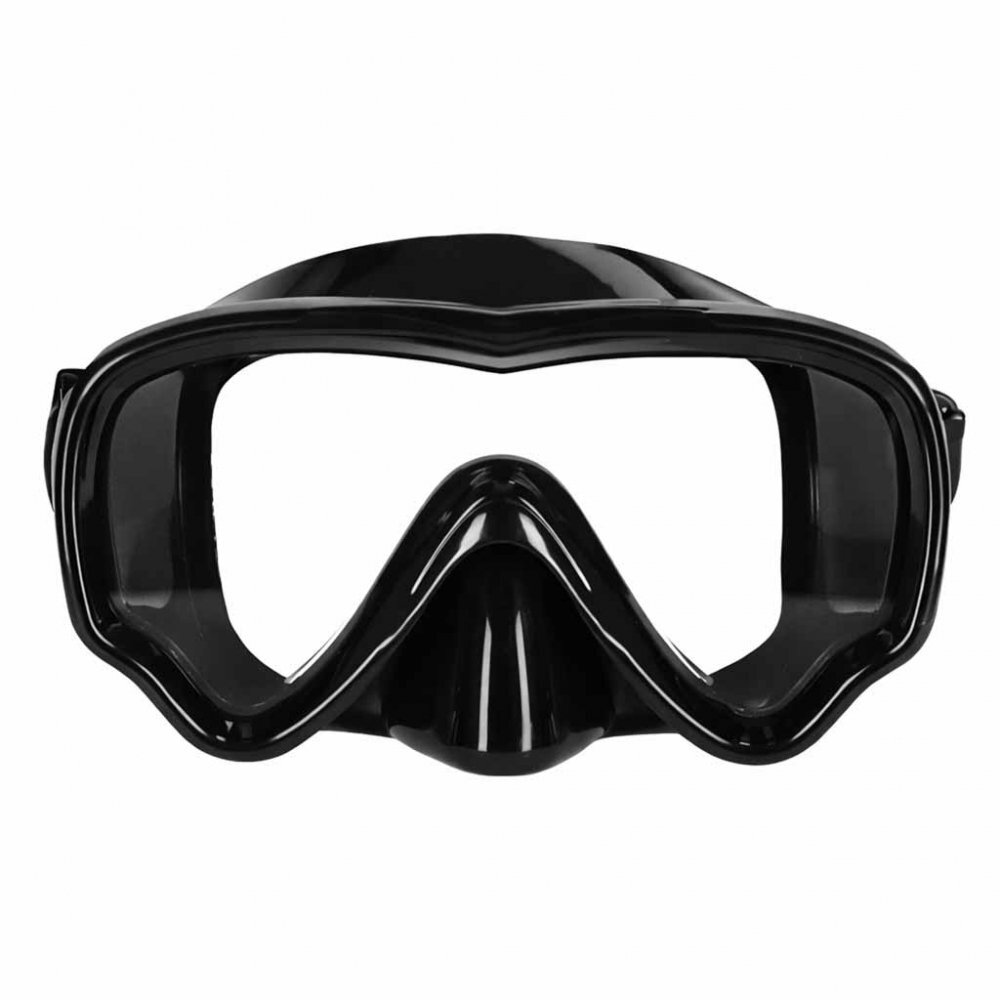Ikonka Masca de snorkeling cu vedere 180 sticla securizata si Tub respirator cu sistem dry top anti-aburire Black