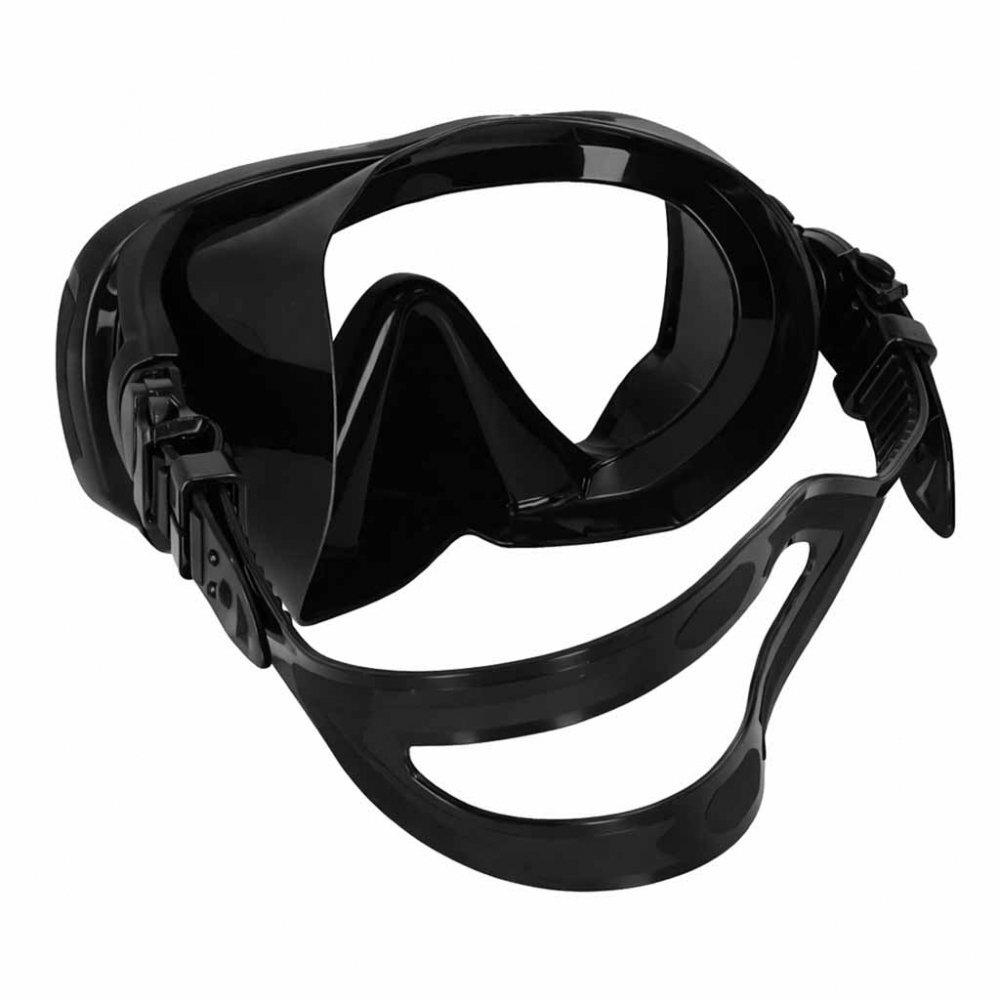 Ikonka Masca de snorkeling cu vedere 180 sticla securizata si Tub respirator cu sistem dry top anti-aburire Black