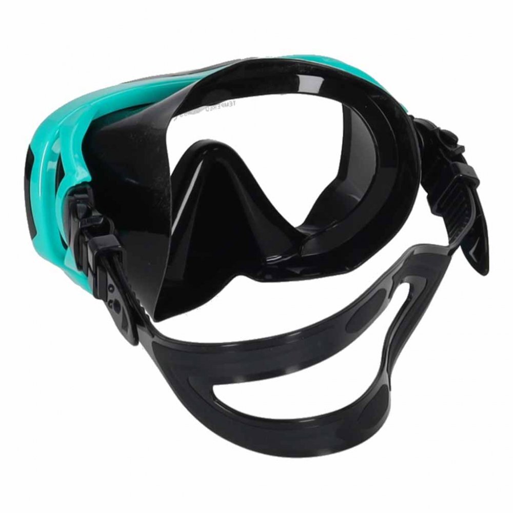 Ikonka Masca de snorkeling cu vedere 180 sticla securizata si Tub respirator cu sistem dry top anti-aburire BlueBlack