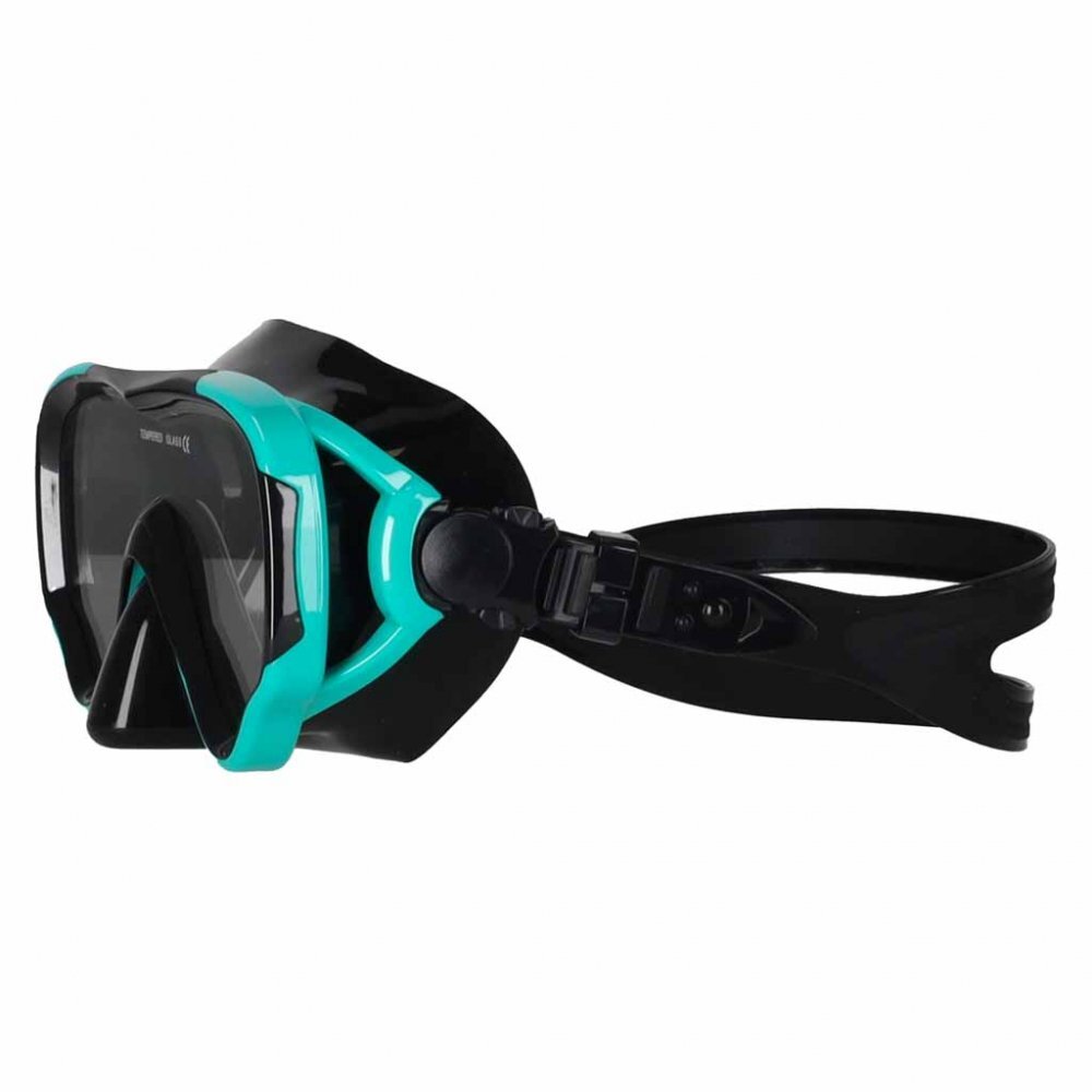 Ikonka Masca de snorkeling cu vedere 180 sticla securizata si Tub respirator cu sistem dry top anti-aburire BlueBlack