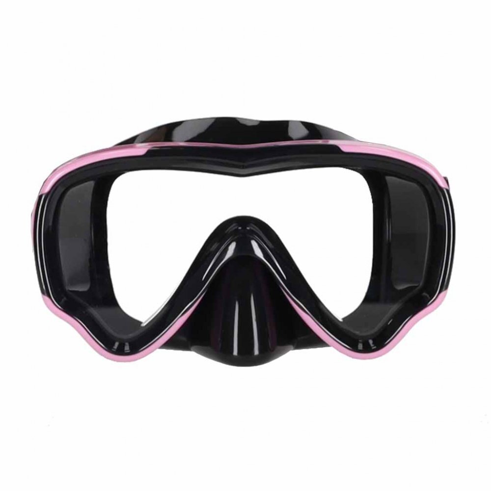 Ikonka Masca de snorkeling cu vedere 180 sticla securizata si Tub respirator cu sistem dry top anti-aburire Pink
