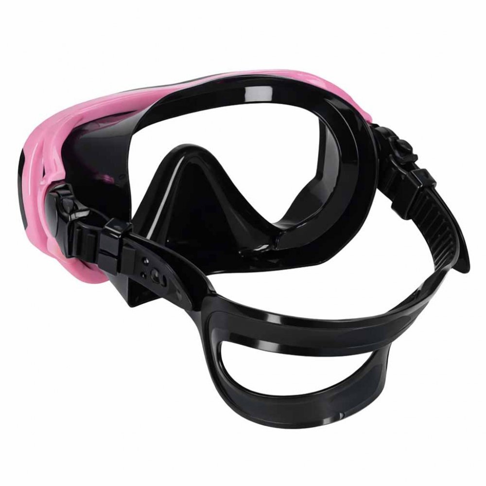 Ikonka Masca de snorkeling cu vedere 180 sticla securizata si Tub respirator cu sistem dry top anti-aburire Pink