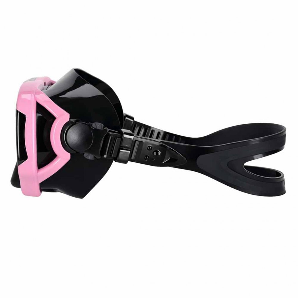 Ikonka Masca de snorkeling cu vedere 180 sticla securizata si Tub respirator cu sistem dry top anti-aburire Pink