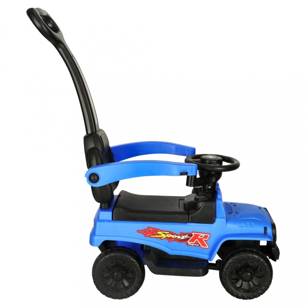 Ikonka Masinuta de impins pentru copii cu maner si bara de siguranta detasabile cu sunete si lumini dimensiune 46.5 x 40 x 60 x 92 cm Sport Blue