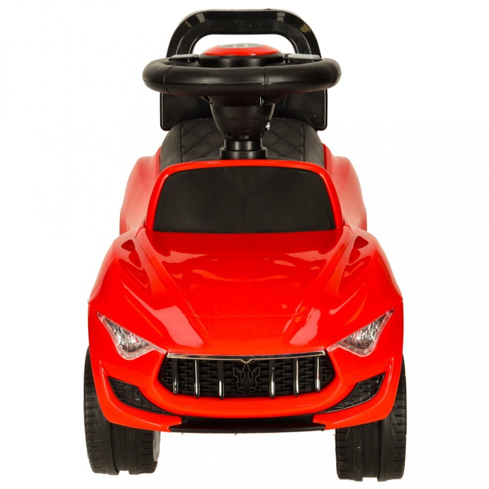 Ikonka Masinuta pentru copii fara pedale Red Baby Car cu sunete si lumini spatar inalt cu posibilitatea de impingere spatiu de depozitare 3-6 ani greutate maxima admisa 30 kg