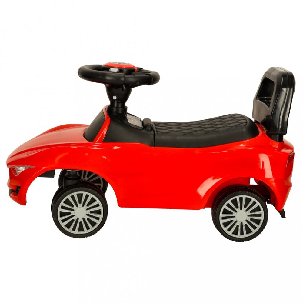 Ikonka Masinuta pentru copii fara pedale Red Baby Car cu sunete si lumini spatar inalt cu posibilitatea de impingere spatiu de depozitare 3-6 ani greutate maxima admisa 30 kg