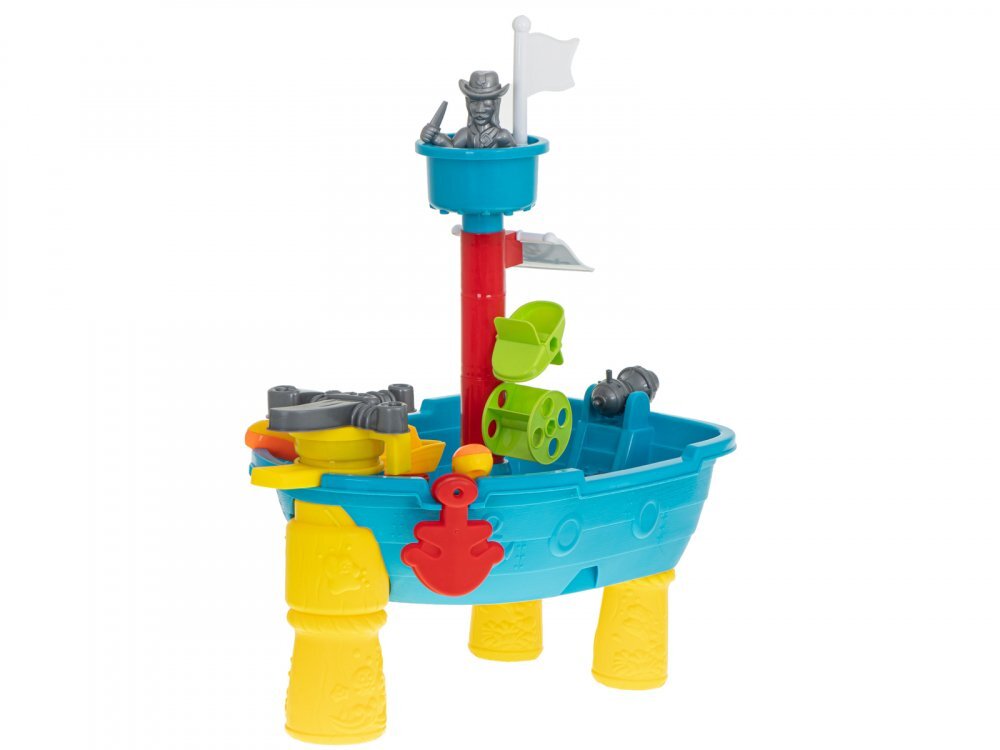 Ikonka Masuta de joaca pentru apa si nisip pentru copii Corabia Piratilor Blue cu 25 elemente